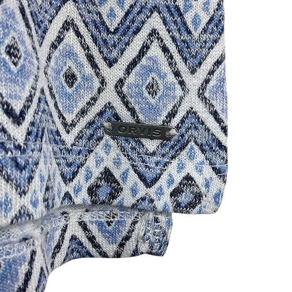 Orvis Womens Size LARGE V-Neck Short Sleeve Top Blue Diamond Casual Shirt - Picture 5 of 9